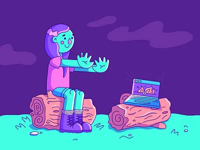 Hackathon Camp Illustration camping character character design character illustration colorful cute design digital art digitalart figma figma illustration graphic design illustration kawaii pastel procreate vector vibrant