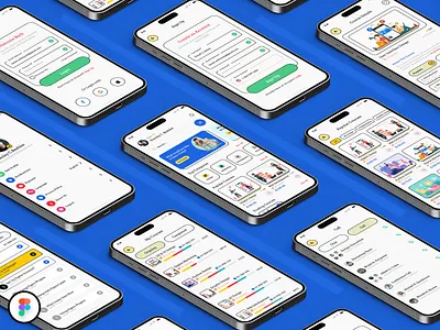 E-learning Mobile App UI Kit adobexd app course elearning figma ios mobile mobileapp online sketch uidesign uikit