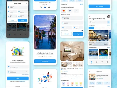 Hotel Booking App Challenge app app design app ui design hotel booking ui ios app ui minimal design mobile app mobile uiux modern design restaurant booking app sleek design uiux