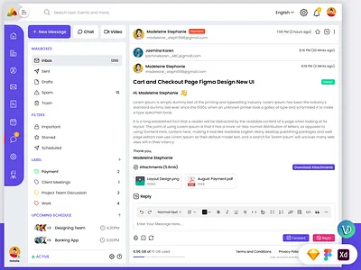 Admin Dashboard Email Preview and Reply Page Web UI Template account admin discover email forgot mail marketing receiving service transmitting ui web