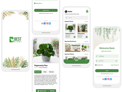 Plant Shop App UI Kit | Plant Mobile UI Kits academy app class farming garden gardener gardening green horticulture plant planting school