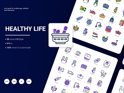 Healthy Life Icon Pack exercise fitness gym health healthy icon life nutrition pack sport stopwatch weight