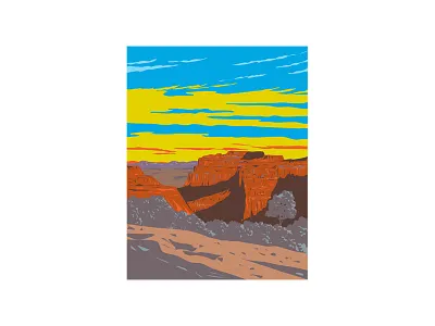 Canyonlands National Park in Moab Utah WPA Poster Art canyon canyonlands canyonlands national park desert mesa moab mountain plateau united states of america usa utah wpa