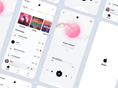 Apple music android app application design figma graphic design interface ios light modern music player sketch stream ui uiux ux vector xd