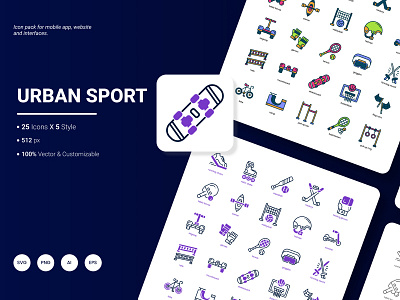 Urban Sport Icon Pack active bicycle bike competition fitness game icon illustration person recreation sport urban