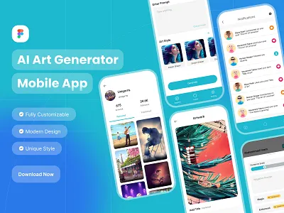 AI Art Generator Mobile App Description: ai art generator art and technology artificial intelligence artistic expression artwork gallery collaborative features customizable settings interactive interface machine learning mobile app neural networks social media integration