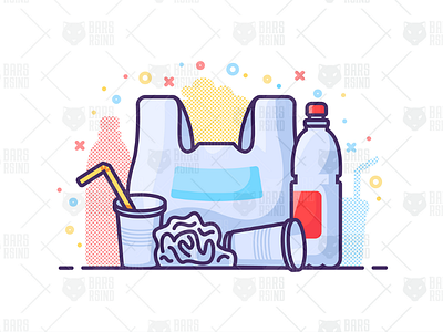 Plastic Waste Concept Illustration bottle damage garbage industry junk plastic pollution problem recycling trash waste white