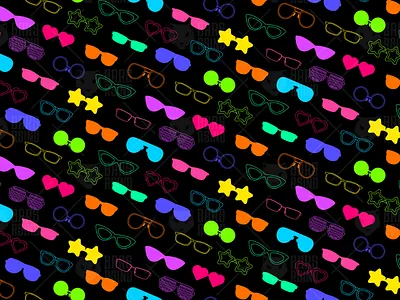 Neon Eyeglasses Pattern accessory eyeglasses eyewear fashion glass lens pattern print seamless specs spectacles sunglasses
