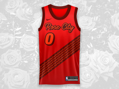 Rose City Jersey basketball branding design graphic design identity logo logotype nba nike oregon portland red rose sports wordmark