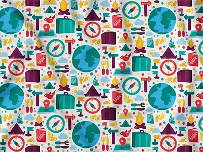 Travel Camping Pattern camping case document fireplace luggage passport pattern seamless tent travel vacation vector