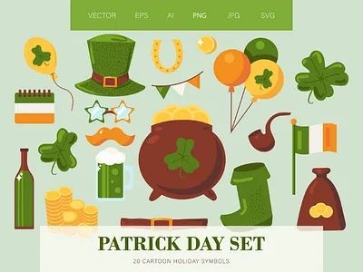 Happy Patrick Set celtic day festive flag gold holiday irish patrick saint st talisman traditional