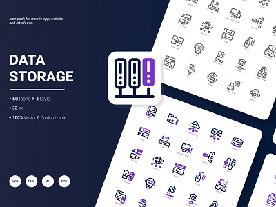 Data Storage Icon Pack business computer connection data database datum global information internet network storage technology