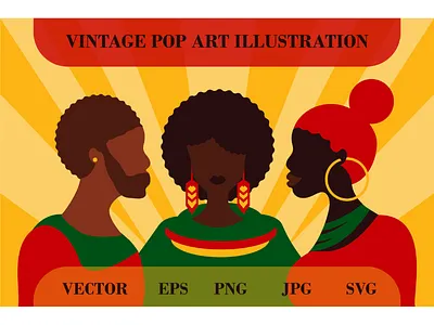 Vector Cartoon Black History Month Illustration african american black celebration earring history holiday month pop stylish vector woman