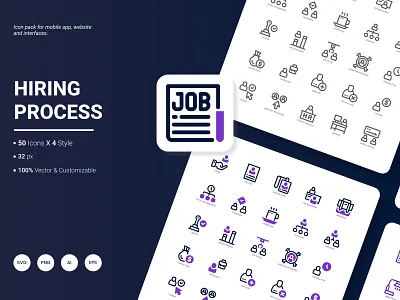 Hiring Process Icon Pack business hiring icon job leadership office pack process recruitment success teamwork work