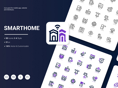 Smarthome Icon Pack air conditioning automated connection control garage home internet outline safety security smart technology