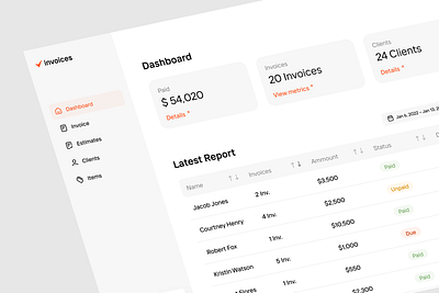 Invoices Dashboard casestudy dashboard invoice productdesign shot ui utility ux