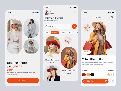 E-Commerce Fashion App app blue ecommerce fashion fashion app minimal mobile app online store pixelnaiem shopping app store stylish trending ui ux web store winter