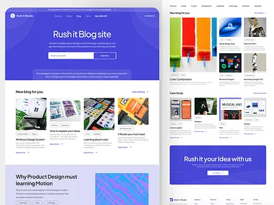 Rush It Studio - Blog article blog blog home blog post blue case study featured blog glass grid layout magazine minimalist modern portofolio studio typography ui ux web website design