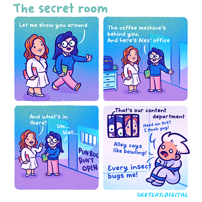 Comic strip #030: The Secret Room artwork branding character character design comic comic character comic strip comics design graphic design illustration