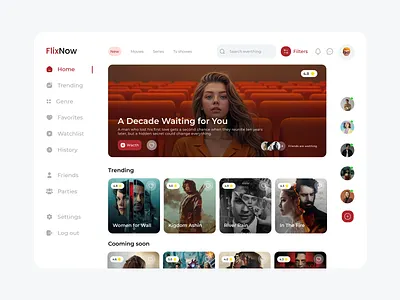 FlixNow - Movie Streaming Dashboard UI dashboardu design movieapp movieui movieweb streamingplatform ui