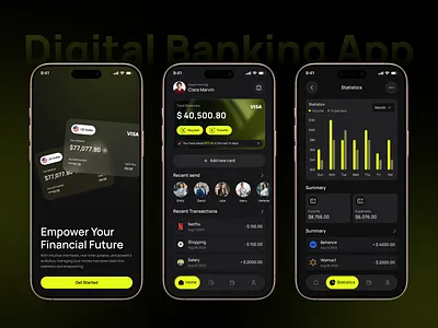 Digital Banking App Design app application bank banking card credit debit financial money online banking online banking finance payment app payment app design sell ui wallet