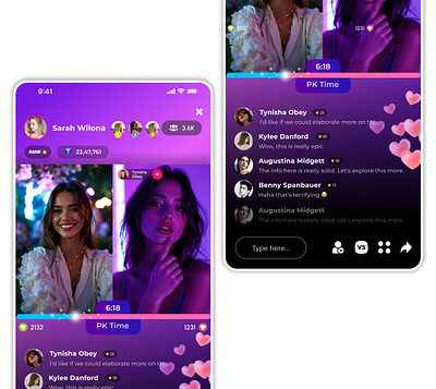 Live Streaming Battle UI branding social media streaming ui ux design