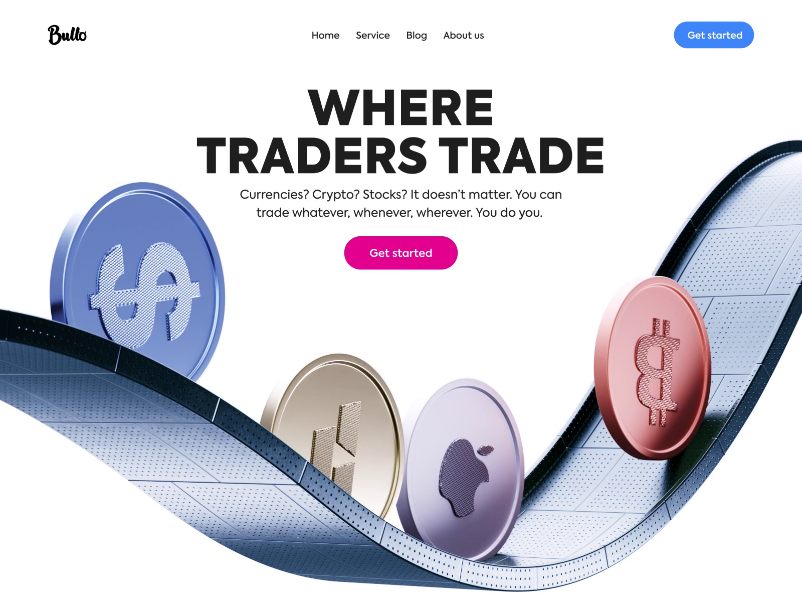 Example of Bullo landing page web design 3D animation