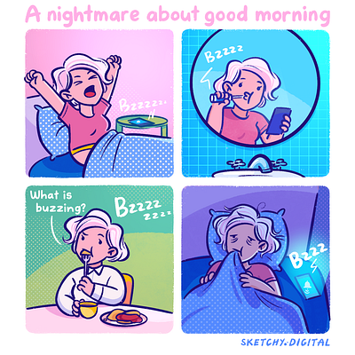 Comic Strip #012: A Nightmare About Good Morning artwork branding character character creation character design comic comic character comic strip comics design graphic design illustration mascot mascot creation