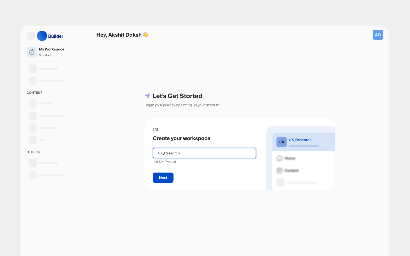 CMS_Onboarding: Setup Workspace onboarding ui workspace