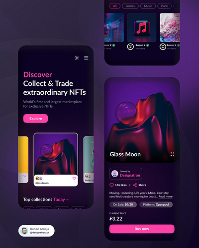NFT Marketplace UI – Premium Dark Mode app template shotoftheday ui design