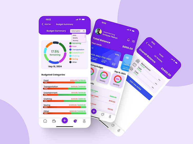 Modern and Simple Budget App UI by Ermiyas Tilahun on Dribbble