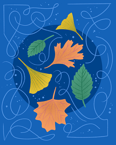 Fall Leaves Illustration botanical illustration folkart graphic design illustration maximalism