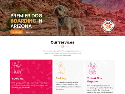 Dog Training and Boarding website animation branding design dog care elementor elementor pro ui website design wordpress wordpress design