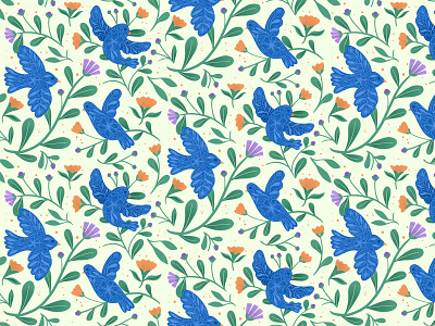 Hide and Seek - birds seamless pattern illustration nature illustration pattern pattern design repeat pattern seamless design surface design