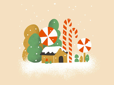 Candy Forest candy christmas design doodle elf gingerbread gingerbread house illustration illustrator mcm putz house retro sweet vintage winter winter wonderland