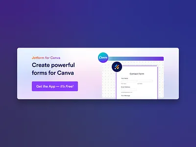 Create powerful forms for Canva announcement app banner canva form builder forms jotform product design promotion ui visual banner web design