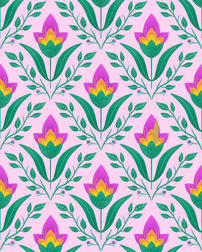 Perennial Joy - floral seamless pattern illustration pattern design repeat pattern seamless pattern surface design