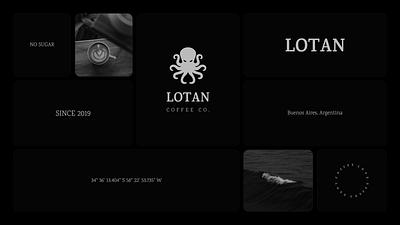 LOTAN Coffee Co. argentina black brand brand id branding buenos aires coffee coffee shop dark identity logo minimal octopus