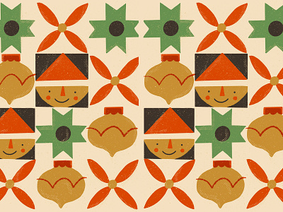 Cozy Quilts design doodle elf folk folk art geometric german art illustration illustrator mcm mid century modern modern quilt nordic art pattern design quilt retro santa vintage wrapping paper