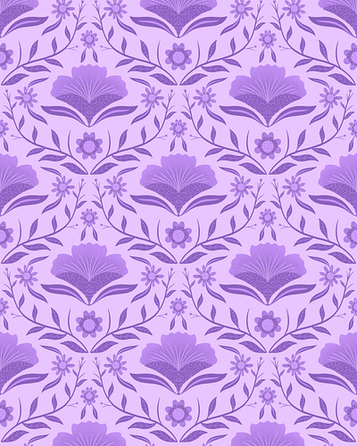 Purple Picket Fence Seamless Pattern floral illustration illustration pattern pattern design repeat pattern seamless pattern surface design