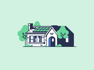 Solar House Illustration canopy energy home house illustration minimalist power solar startup ui