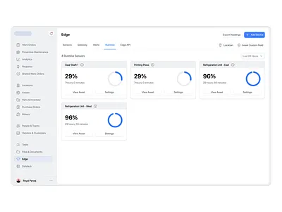 Edge Runtime - Inventory Saas add device clean ui dashboard delivery inventory minimal parcel product design runtime saas sensor shipping ui design warehouse webapp