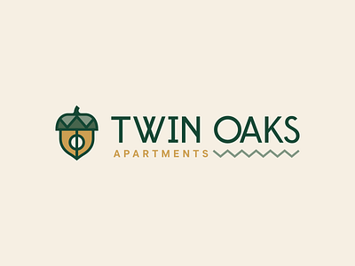 Twin Oaks Logo acorn apartments brand branding green identity logo oak tree