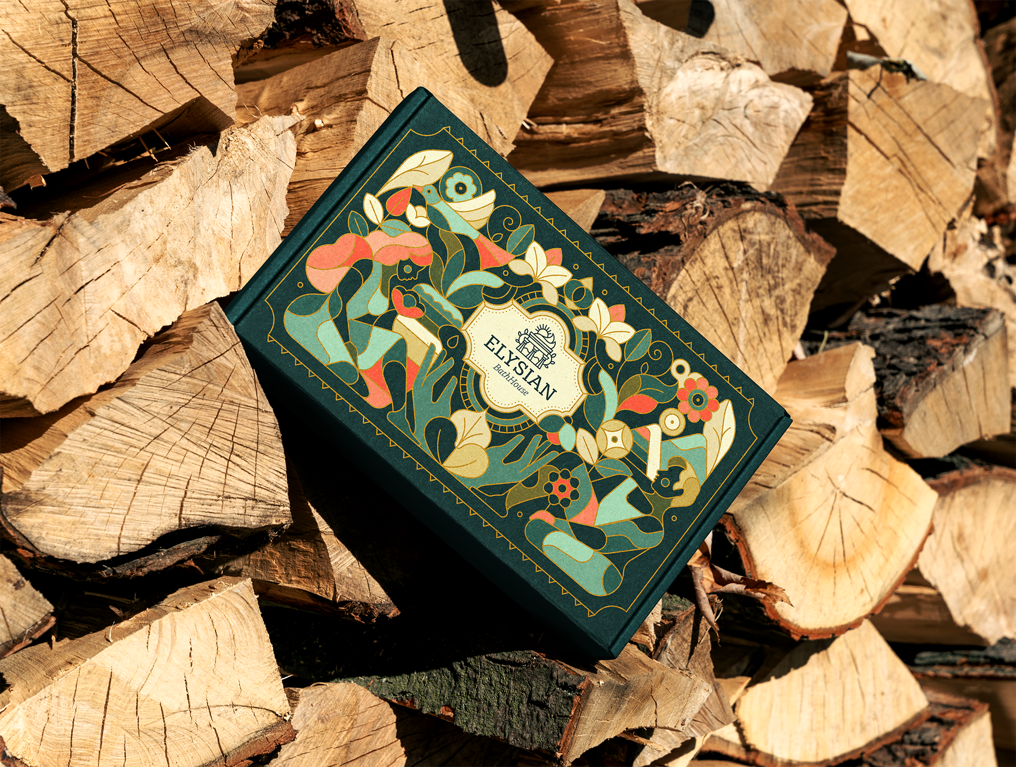 Packaging Mailer Box - Herbal Bath tea abstract adobe illustrator art deco bathtea branding business cosmetic design floral geometric illustration label logo luxury mailbox nature packaging pattern tea vector