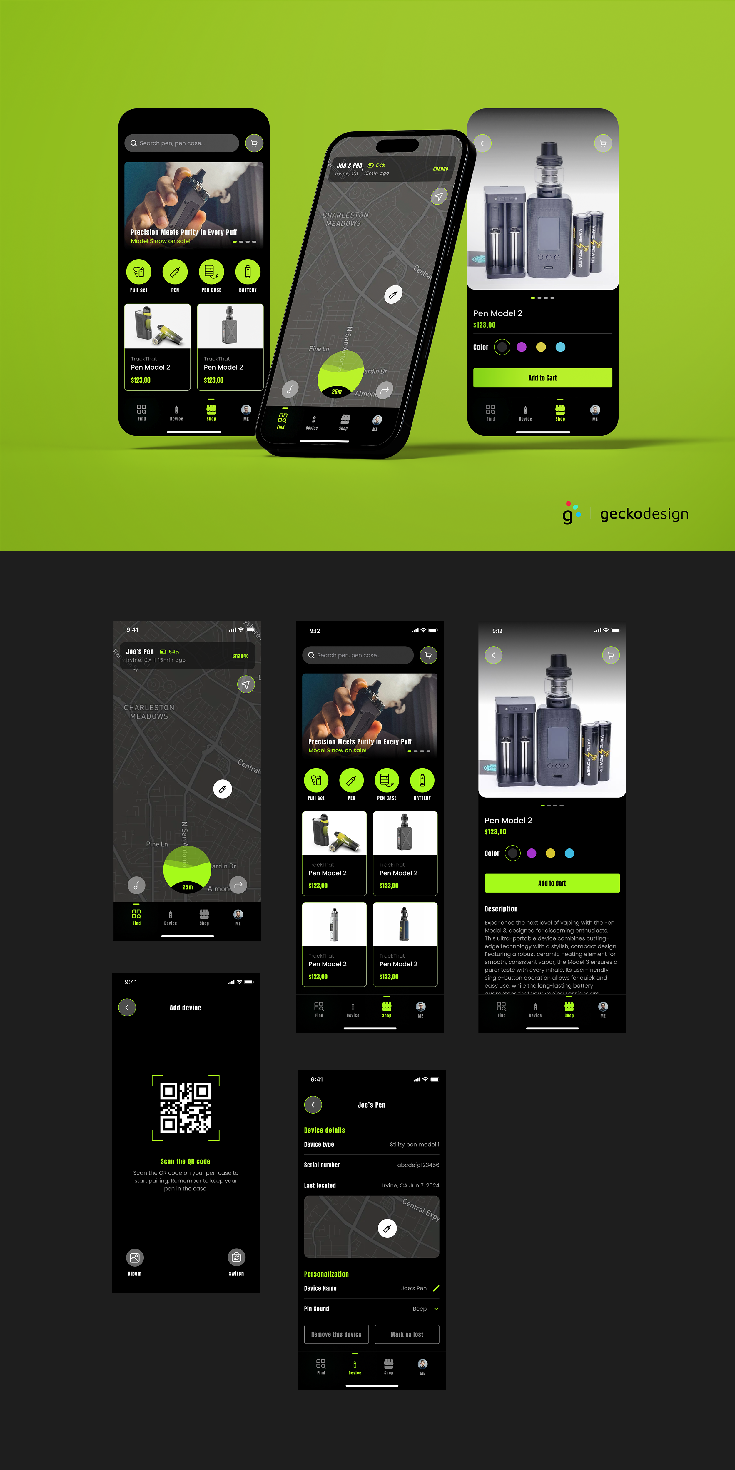Ecig localiser app app design ui