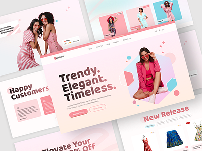 ÉlanWear - Fashion Website beauty branding e commerce website ecommerce fashion fashion website design flat gradient graphic design homepage landing page layout modern retro retro style ui visual design web design website design women