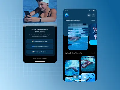Swimming iOS Mobile app 2025 design android design ios app ios14 mobile app mobile design onboarding pool product design service smart smart life swimmers swimming swimming pool swimming pool service ui uiux design ux