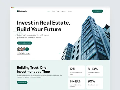 EstateVive: Smart Investments, Secure Future investmentdashboard minimalwebdesign realestateappdesign realestateinvestment realestatelandingpage realestateplatform realestatetech realestateui realestateux realestatewebsite