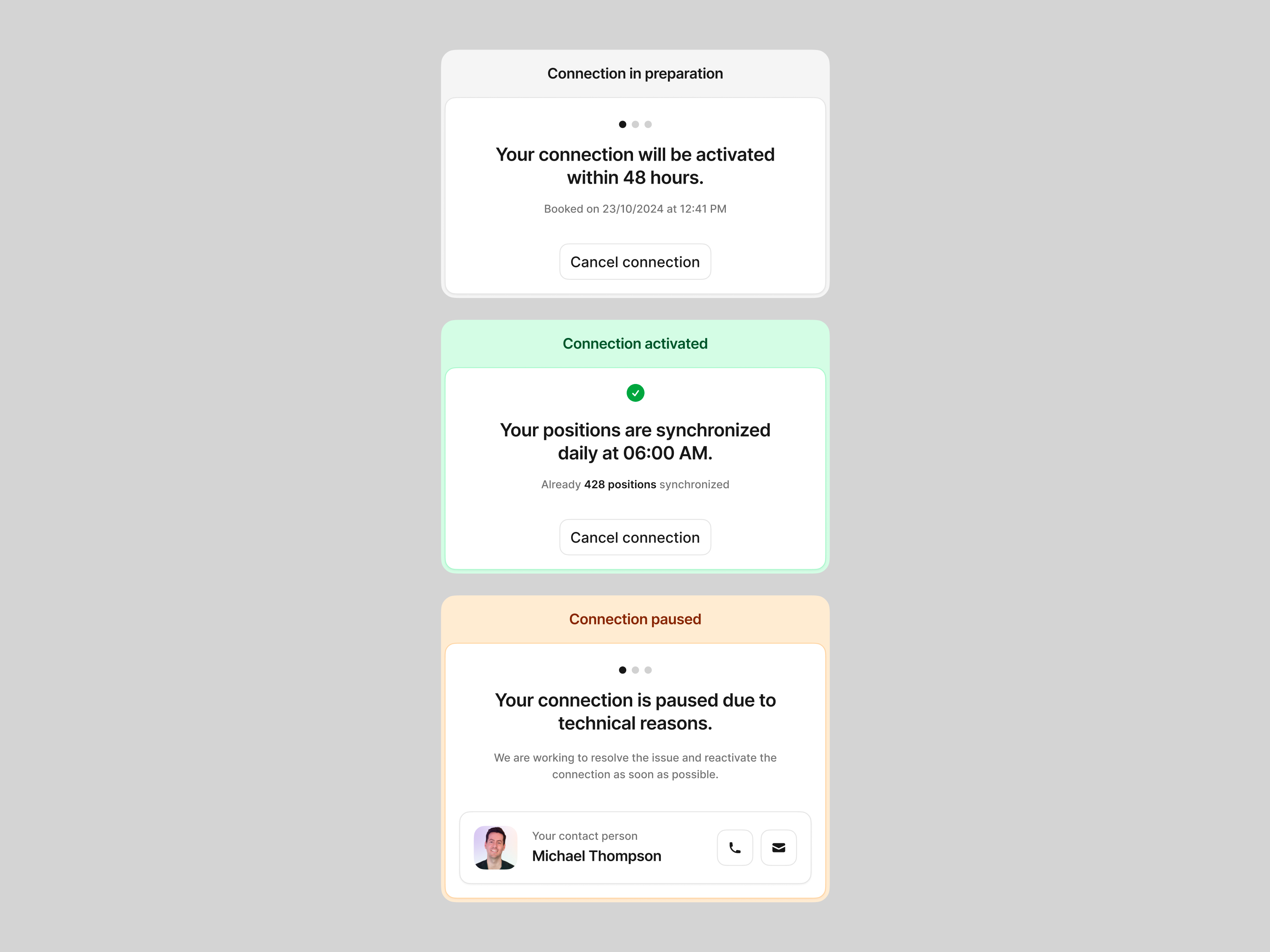 Connection Status by Patrick M. for ausbildungde on Dribbble