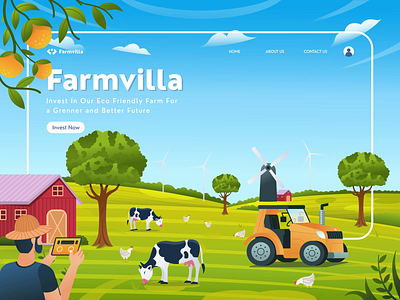 🌿 Eco-Friendly Farm Illustration & Animation for Landing Page🚜 adobe after effect agriculture animation after effects cow design drone ecofriendly farming gif animation illustration illustration animation landingpage lottie lottiefiles motiongraphics sustainability ui